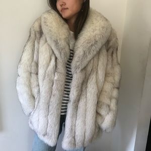 Genuine Vintage Silver Fox fur jacket coat womens
